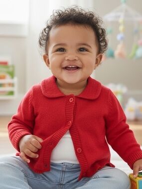 Gymboree Red Cardigan Sweater 6–12M | NWT Baby Girl Holiday Bow Hem